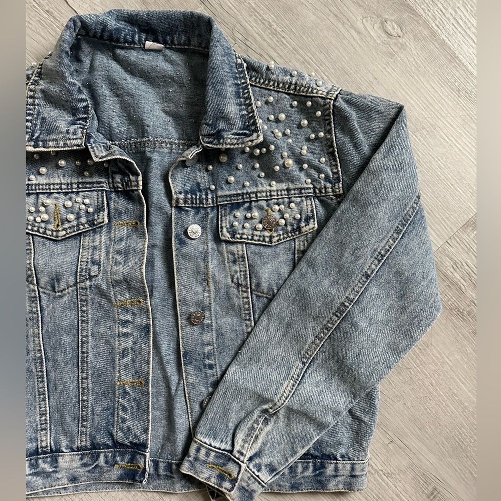 Pearl Beaded Jean Jacket